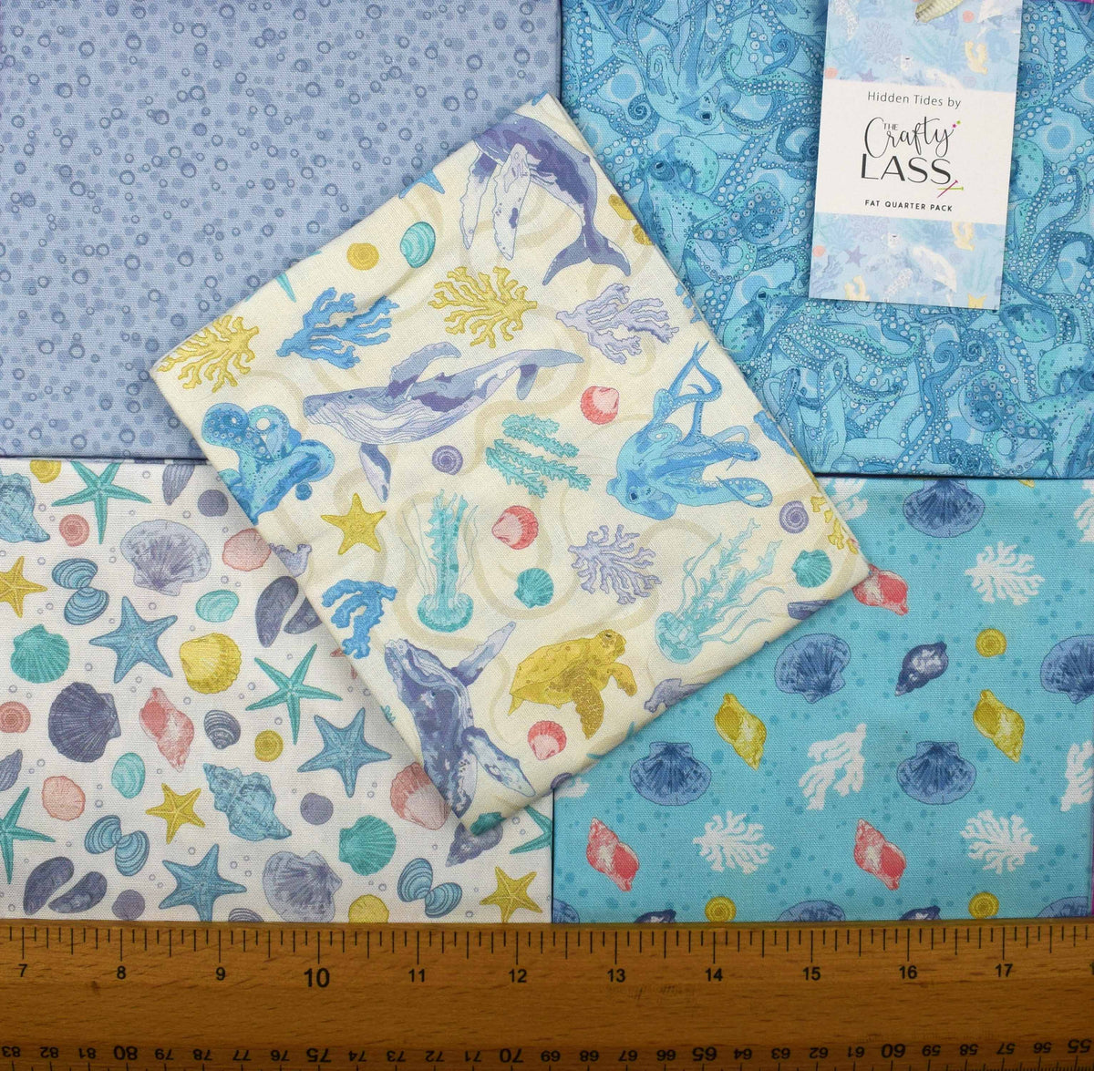 Ocean Creatures Fat Quarter Bundle for Quilting & Crafts - Hidden Tides, The crafty Lass