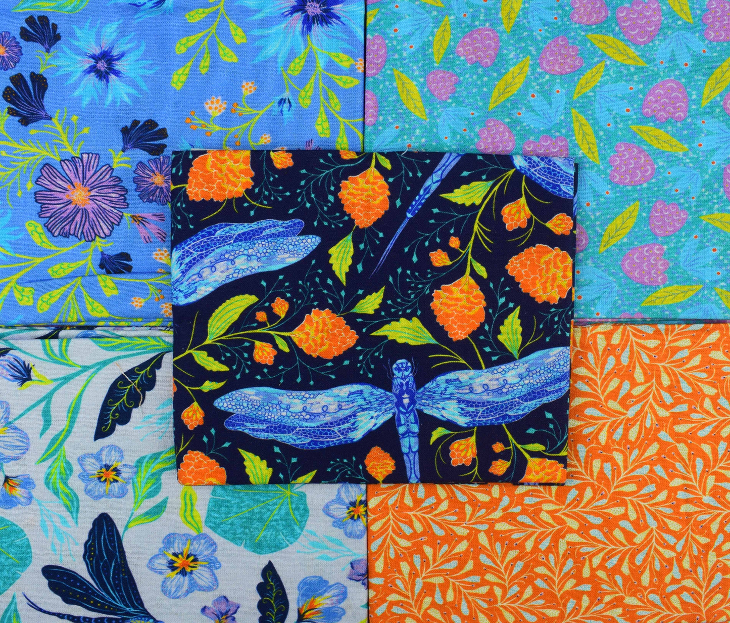 Dragonfly fabric bundle, Mice fabric bundle, quilting fabric