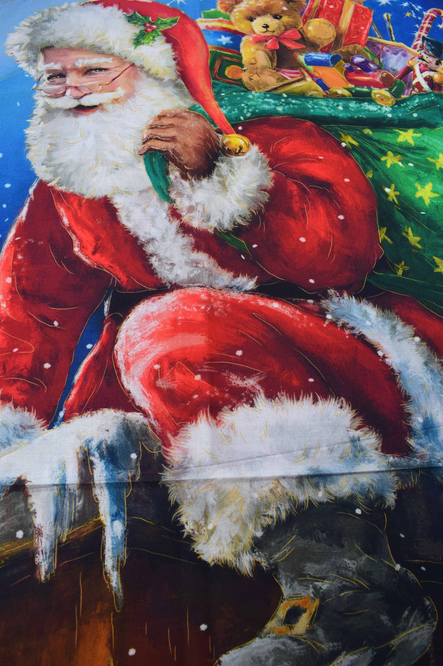 Santa fabric panel, cotton Christmas Quilting  panel