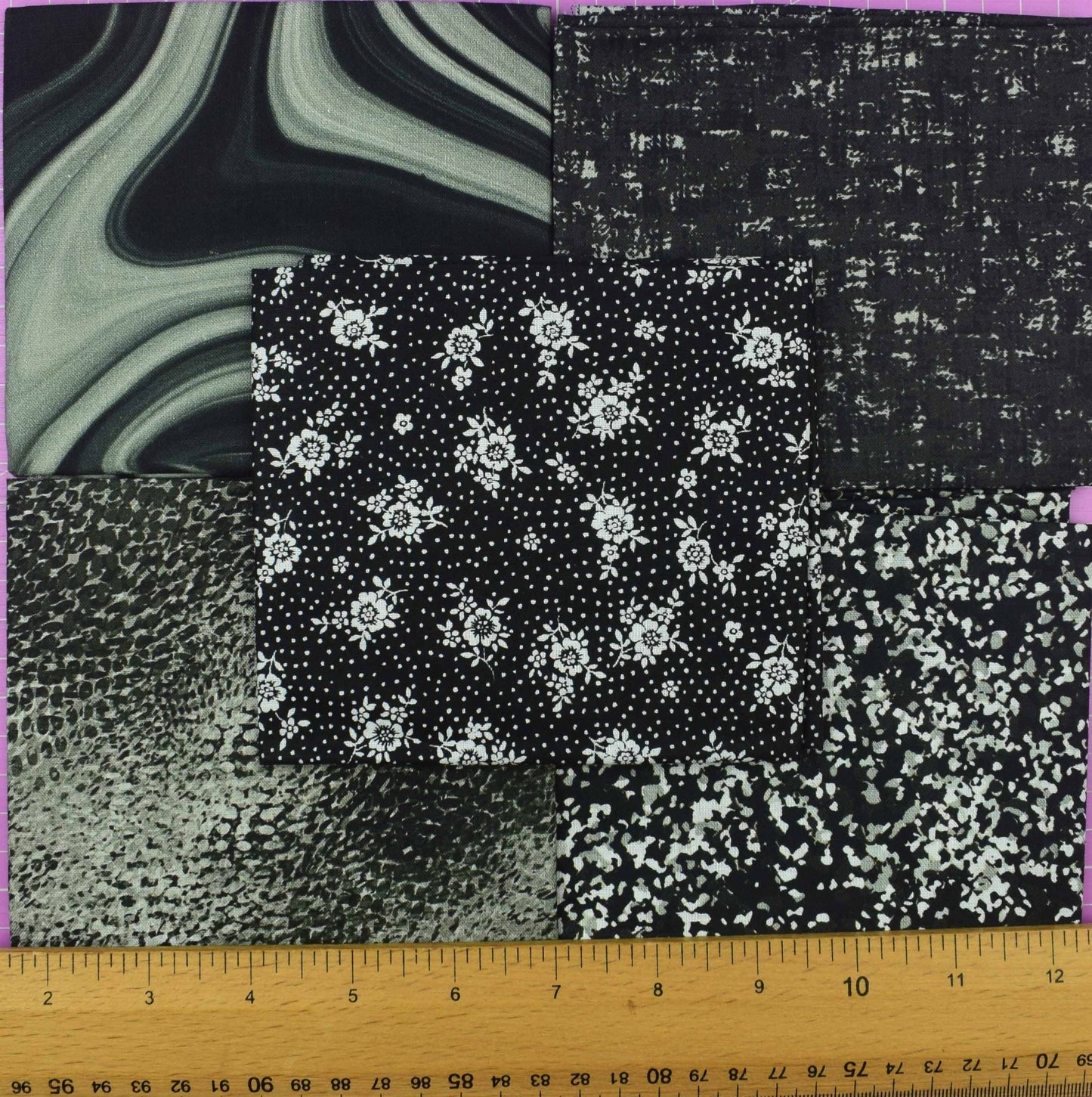 Black and White Abstract Fat Quarter Bundle – Floral, Marble & Textured Prints