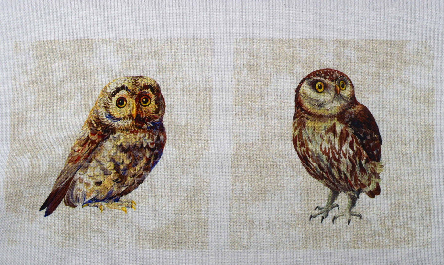 Autumn Owl Pumpkin Fabric Panel for Apron & Oven Mitt Sewing Projects
