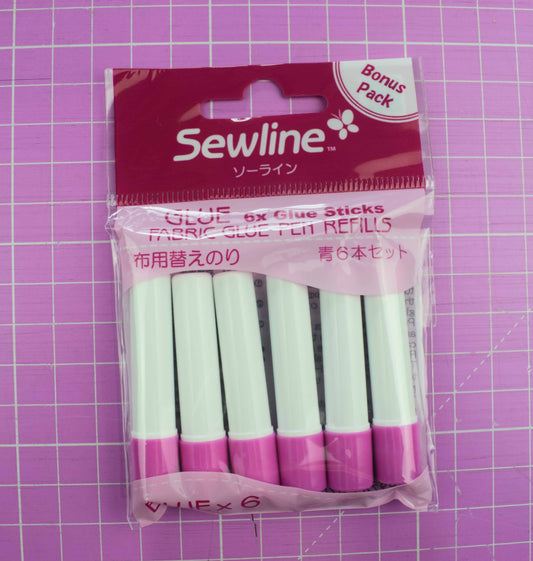 Sewline Water Soluble Blue Glue Pen Refills (6pk) FAB50063 - Fabric Glue Stick - The Quilt Sanctuary