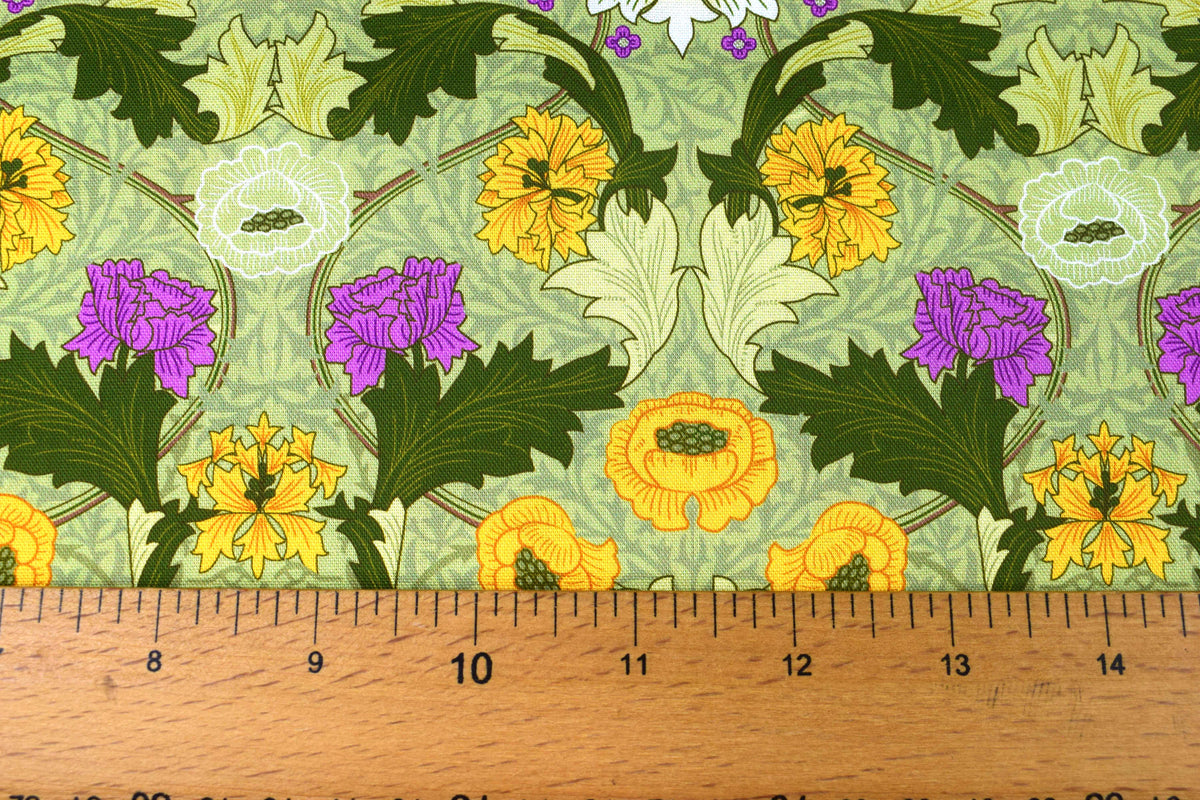 William Morris Olive Orchard, Myrtle cotton Quilting Fabric  - Price by the Half Metre