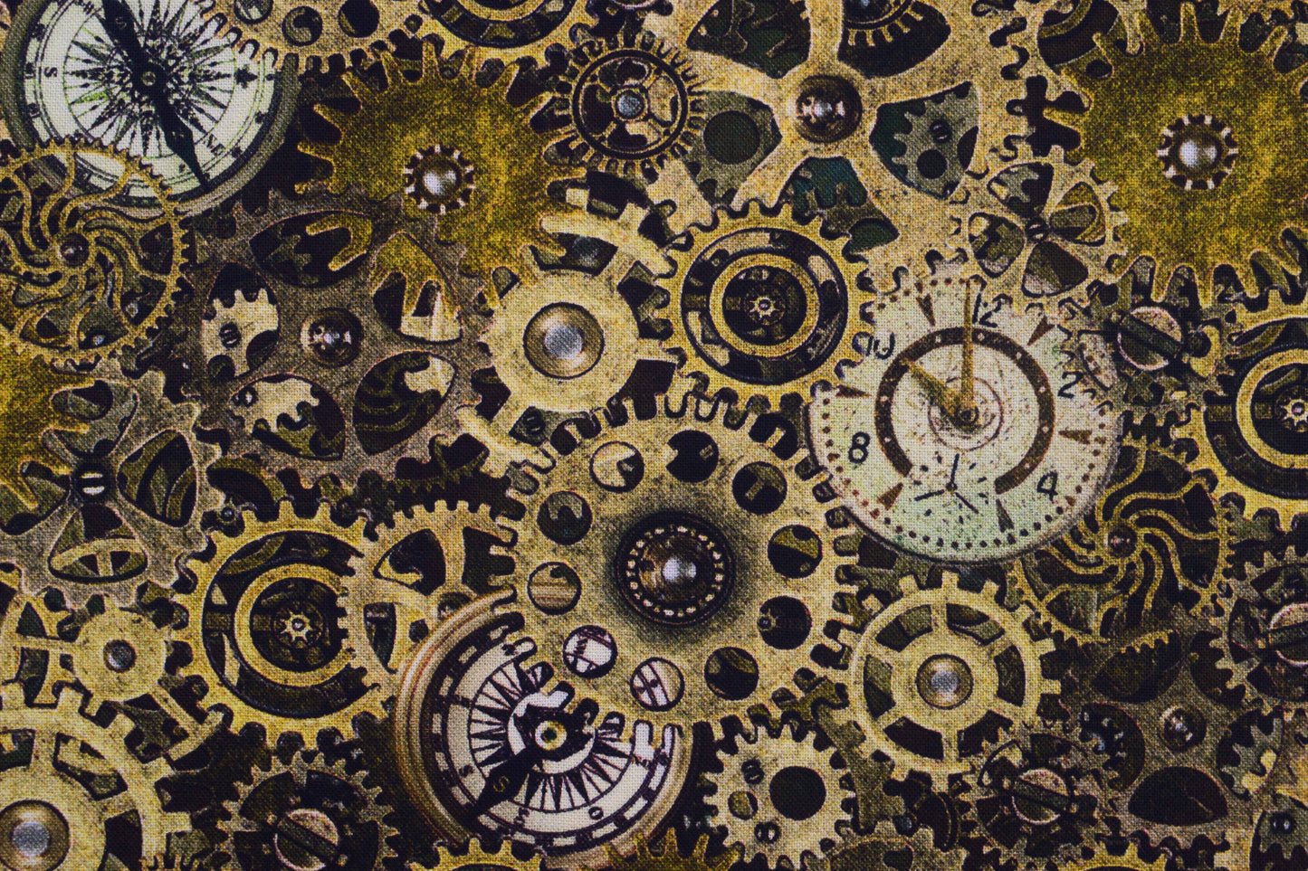 Vintage Clock Faces Fabric, Steampunk Timepiece Quilting Cotton -  Price by the Half Metre - The Quilt Sanctuary