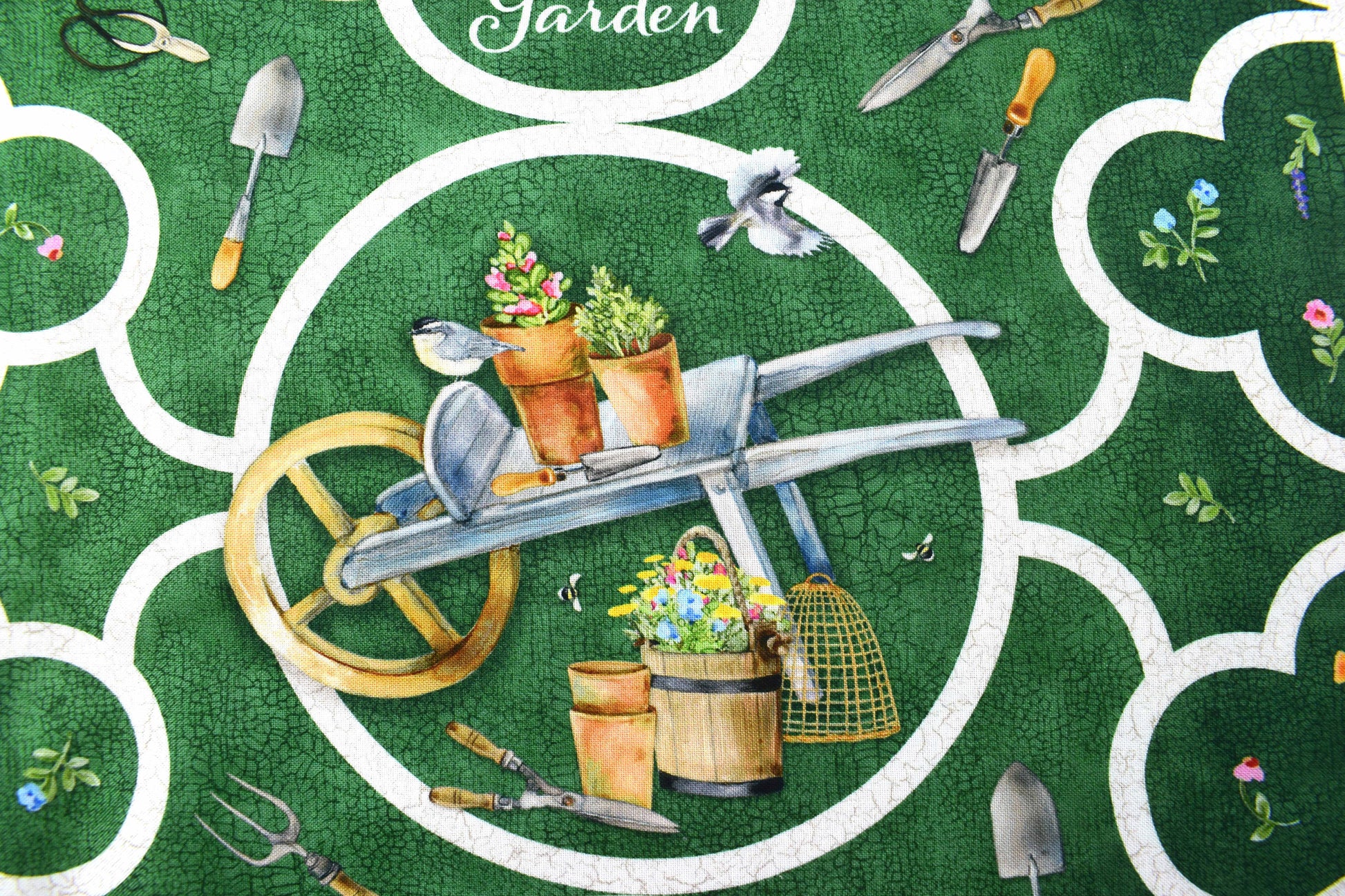 Walled Garden fabric panel, plant with love quilting panel, Gardening panel, quilting fabric - The Quilt Sanctuary