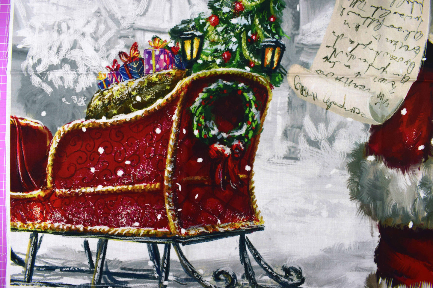 Christmas wishes fabric panel, Festive traditional cotton Quilting  panel