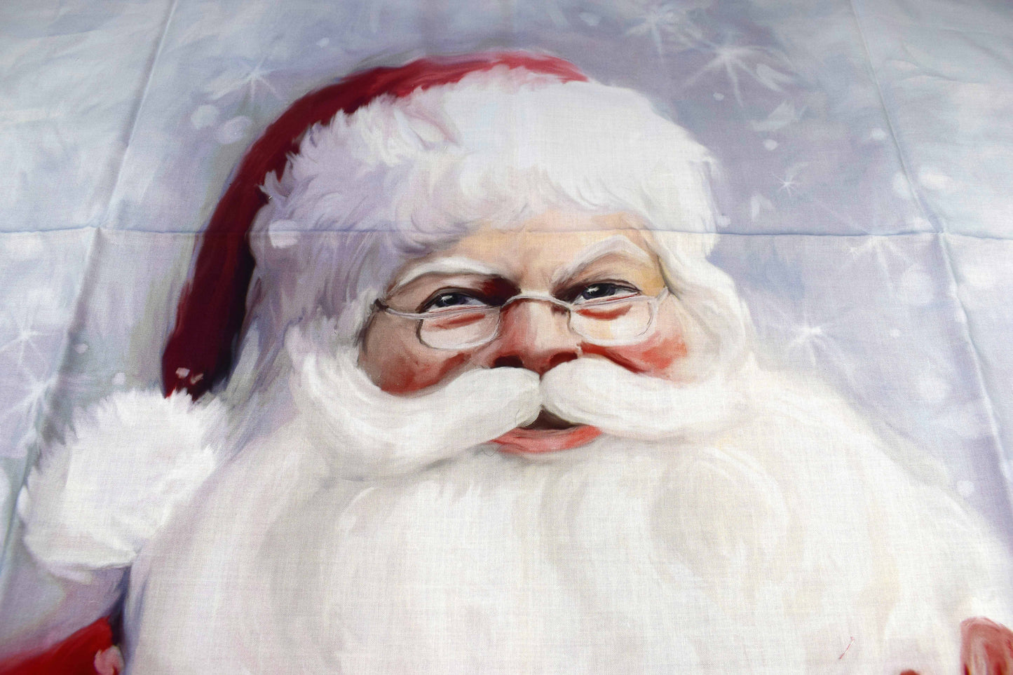 Festive Santa Claus Holding Gift Christmas Quilting Panel