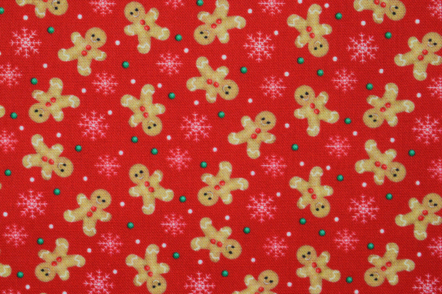 Gingerbread Men Christmas Cotton Quilting Fabric, Red Holiday Print -  Price by the Half Metre