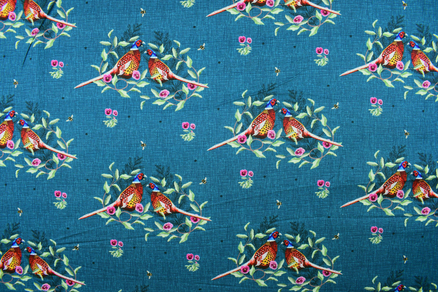 Country Pheasant Wreath Quilting Cotton -  Price by the Half Metre