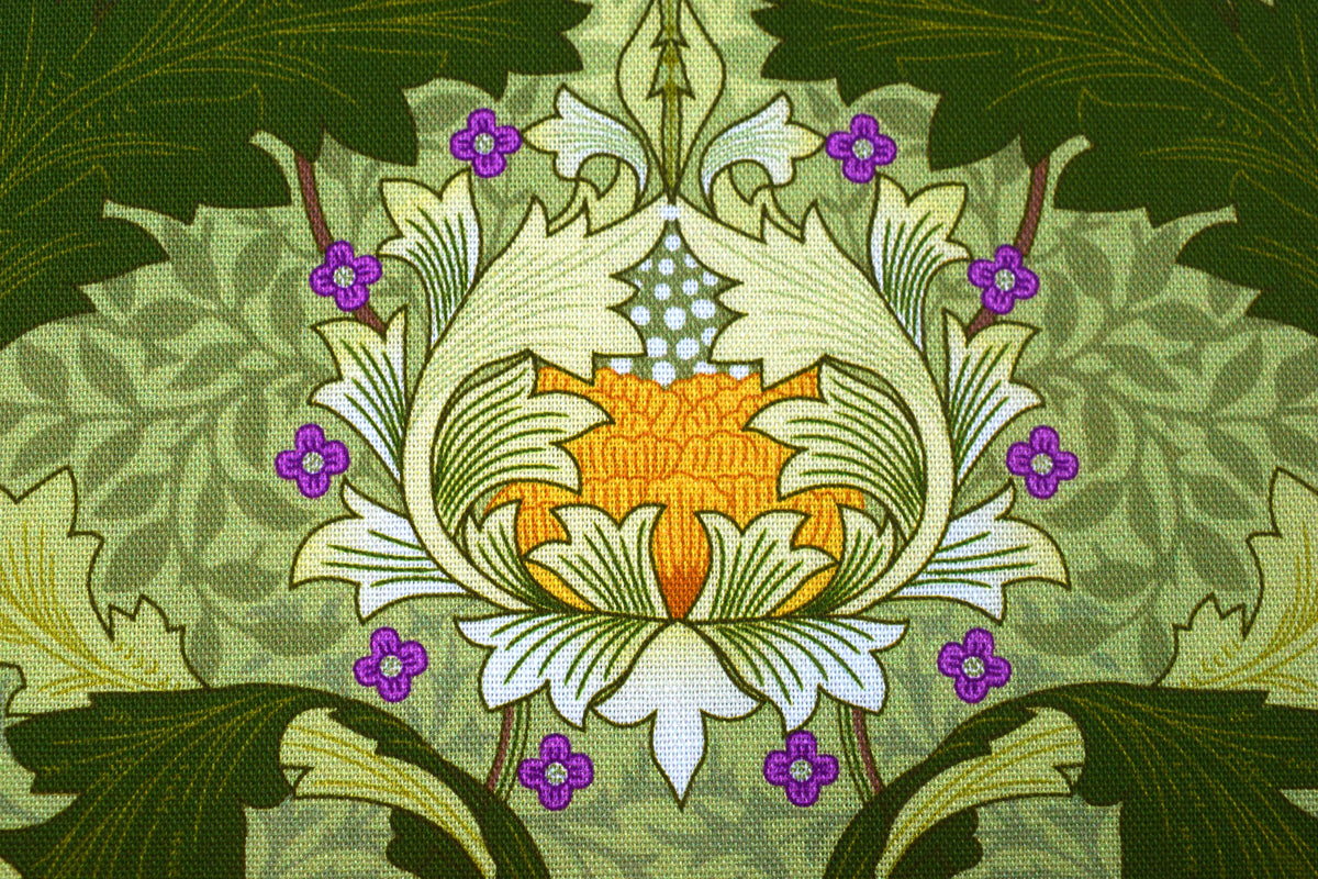 William Morris Olive Orchard, Myrtle cotton Quilting Fabric  - Price by the Half Metre