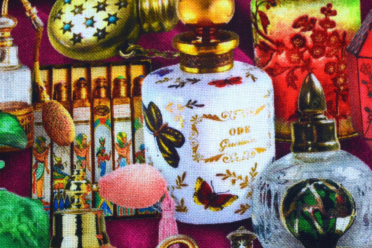 Vintage Perfume Bottles Quilting Fabric - Price by Half Metre - The Quilt Sanctuary