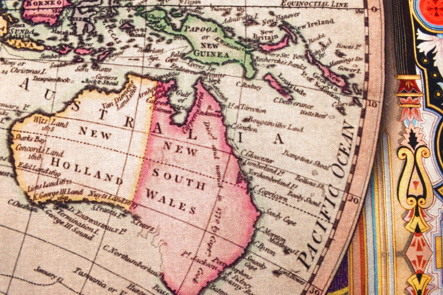 world map fabric, Quilting  panel, cotton fabric, Robert Kaufman, Library of Rarities - The Quilt Sanctuary