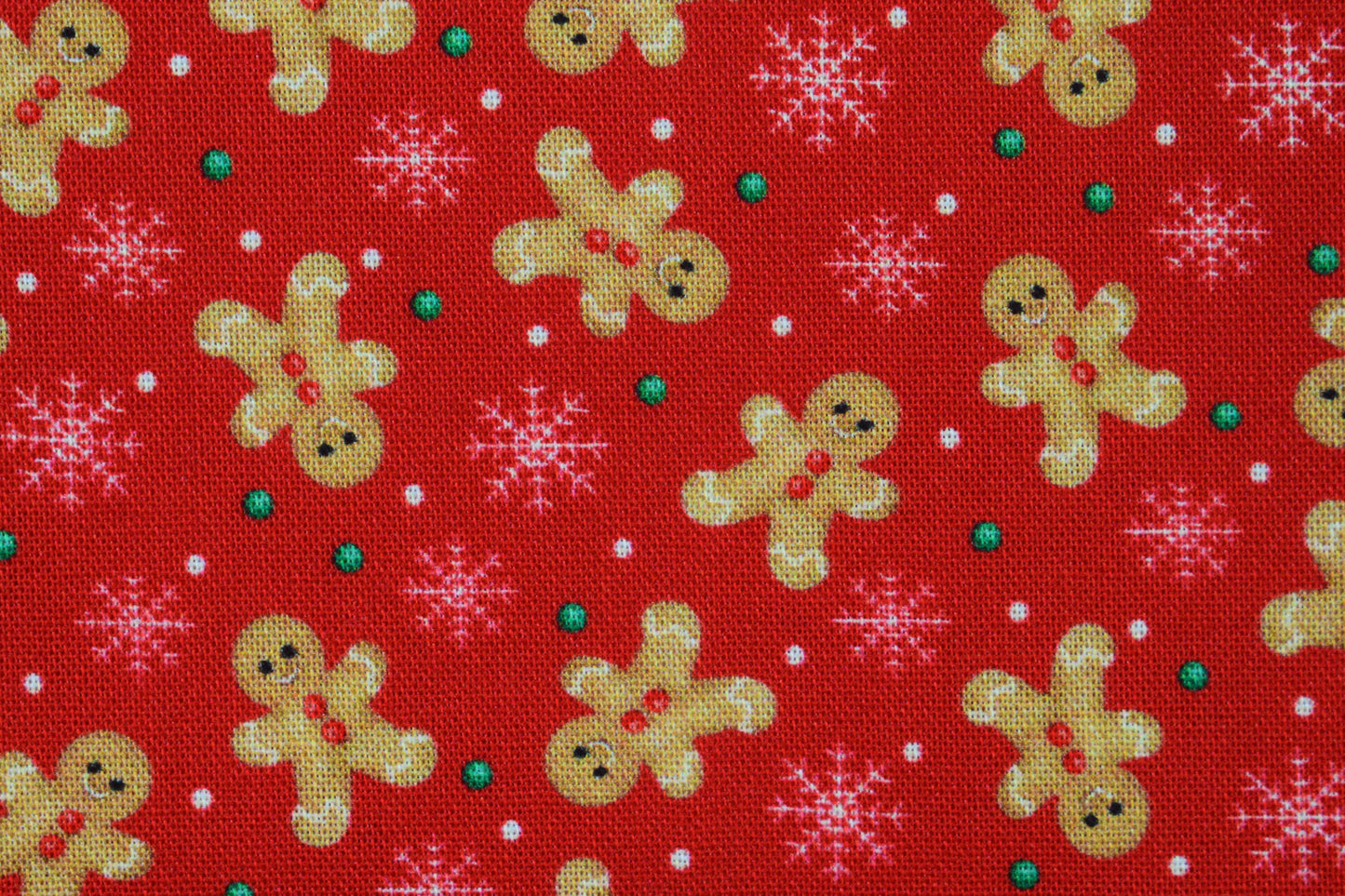 Gingerbread Men Christmas Cotton Quilting Fabric, Red Holiday Print -  Price by the Half Metre
