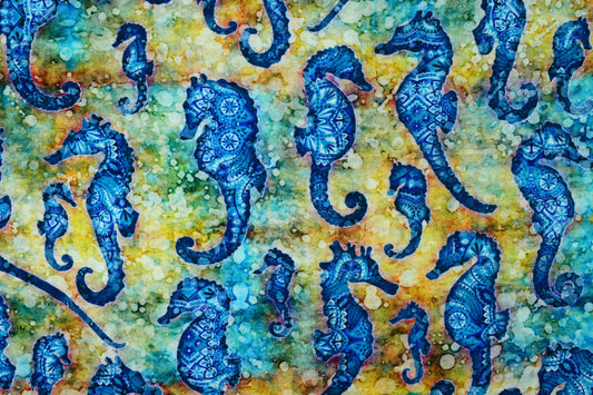 Seahorse Fabric, Quilting fabric, cotton fabric, Oceana -  Price by the Half Metre