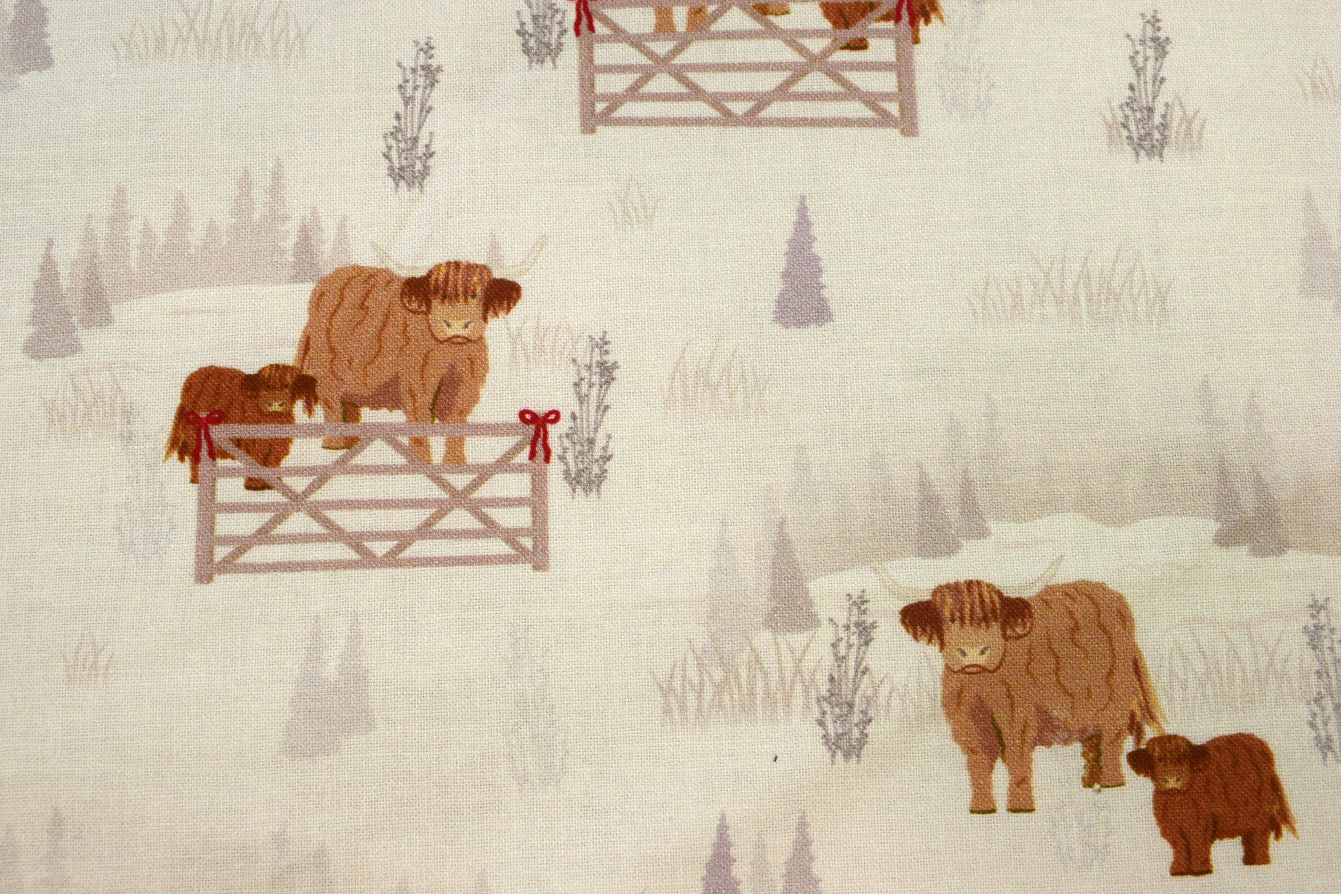 Highland cow Cotton Quilting fabric - price by the Half Metre – 100% Cotton curly cows fabric - The Quilt Sanctuary