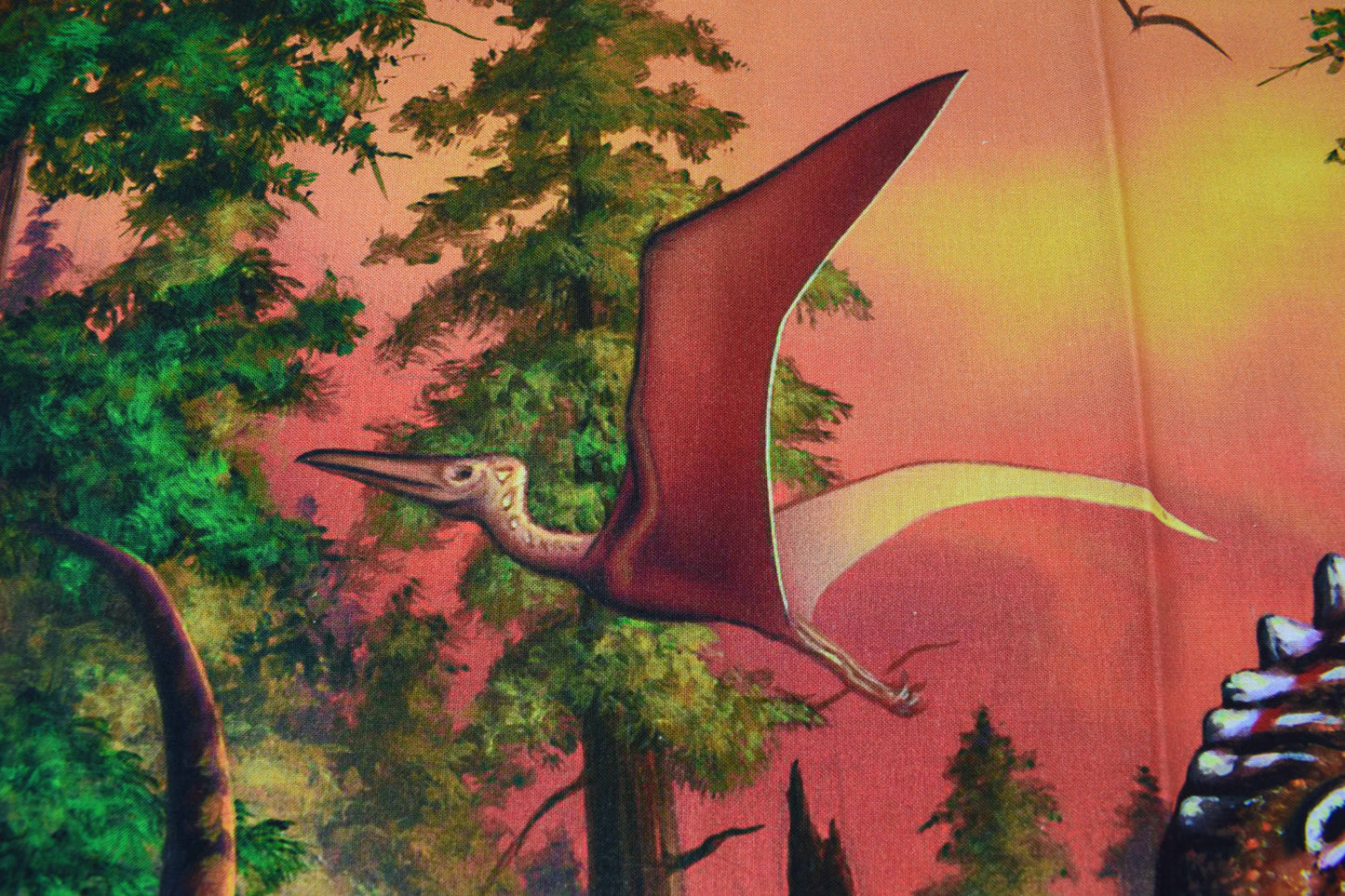 Dinosaur fabric panel, Quilting  panel,  digital panel, battling dinosaurs, T-rex - The Quilt Sanctuary