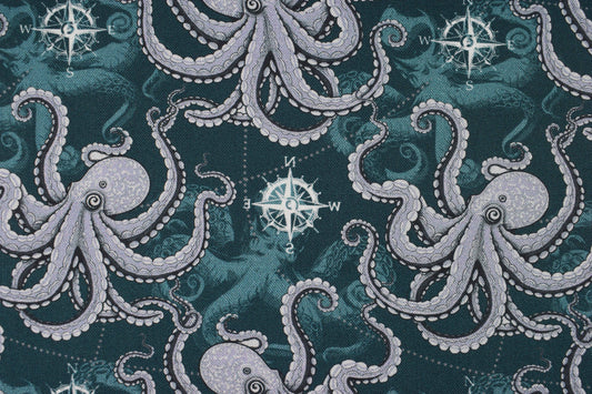 Octopus Cotton Quilting Fabric - Price by Half Metre - The Quilt Sanctuary