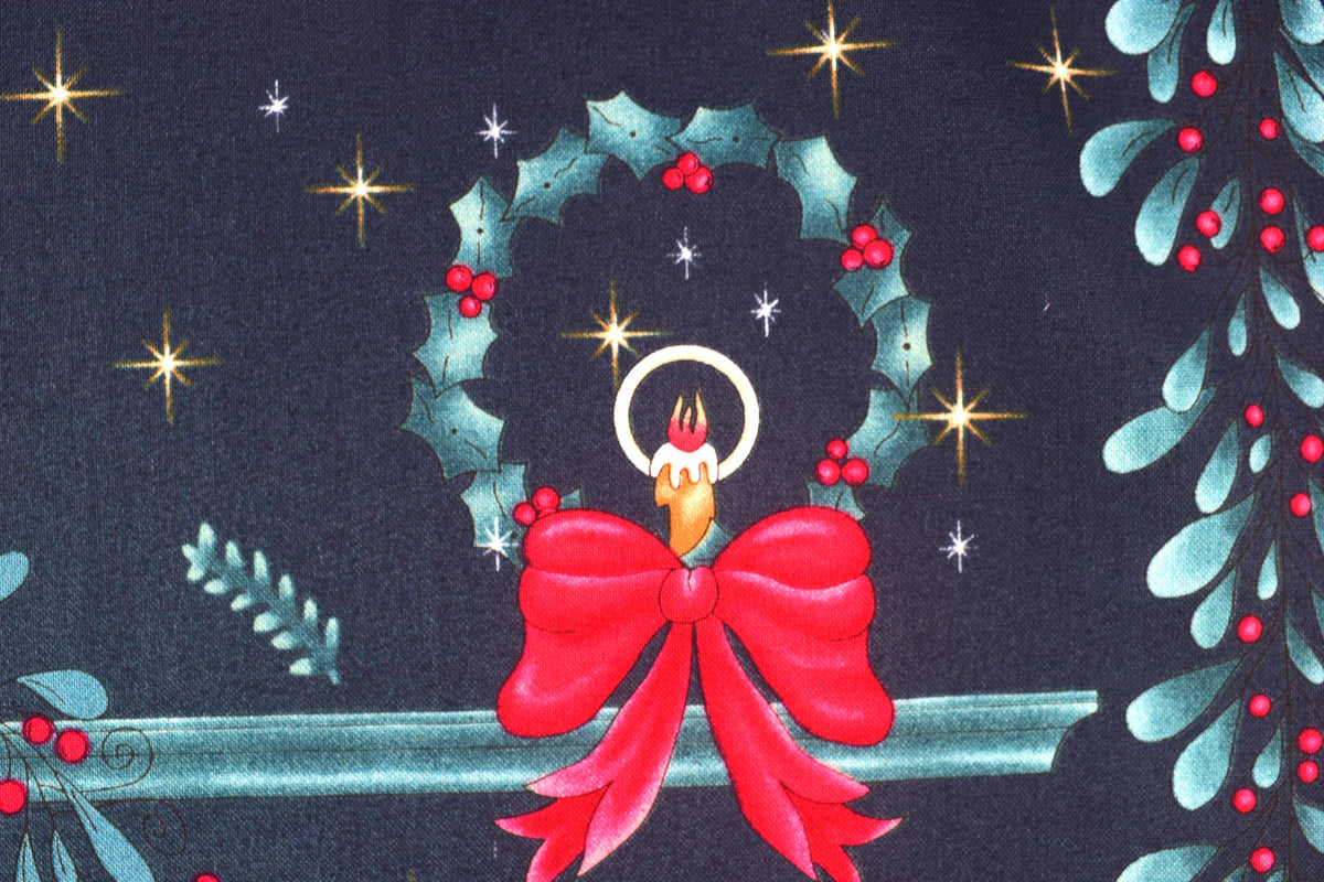 Christmas Fireplace Advent Calendar Quilt Panel with 25 Stockings - PANEL ONLY