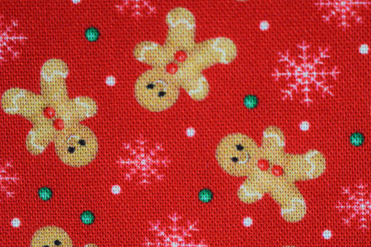 Gingerbread Men Christmas Cotton Quilting Fabric, Red Holiday Print -  Price by the Half Metre - The Quilt Sanctuary