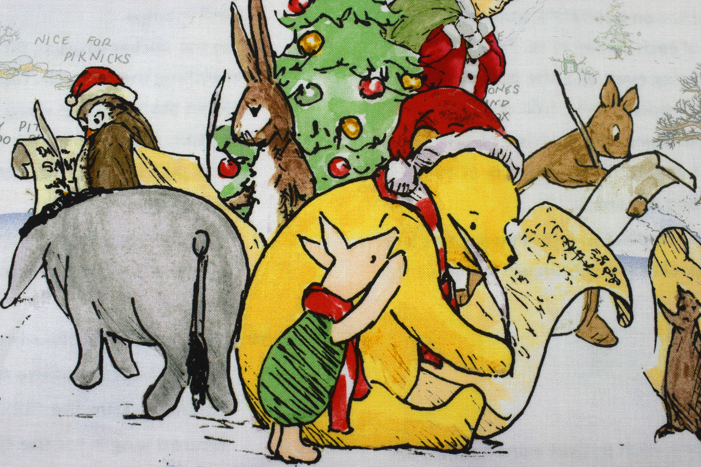 Winnie the Pooh fabric advent calendar panel,  reusable advent calendar