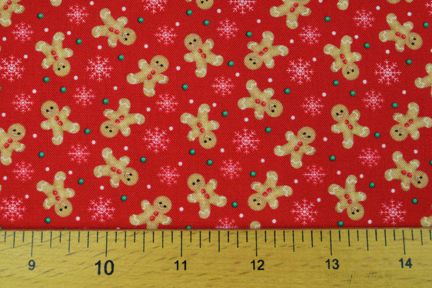 Gingerbread Men Christmas Cotton Quilting Fabric, Red Holiday Print -  Price by the Half Metre