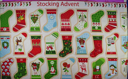Christmas Stocking fabric advent panel, re-usable advent calendar - The Quilt Sanctuary