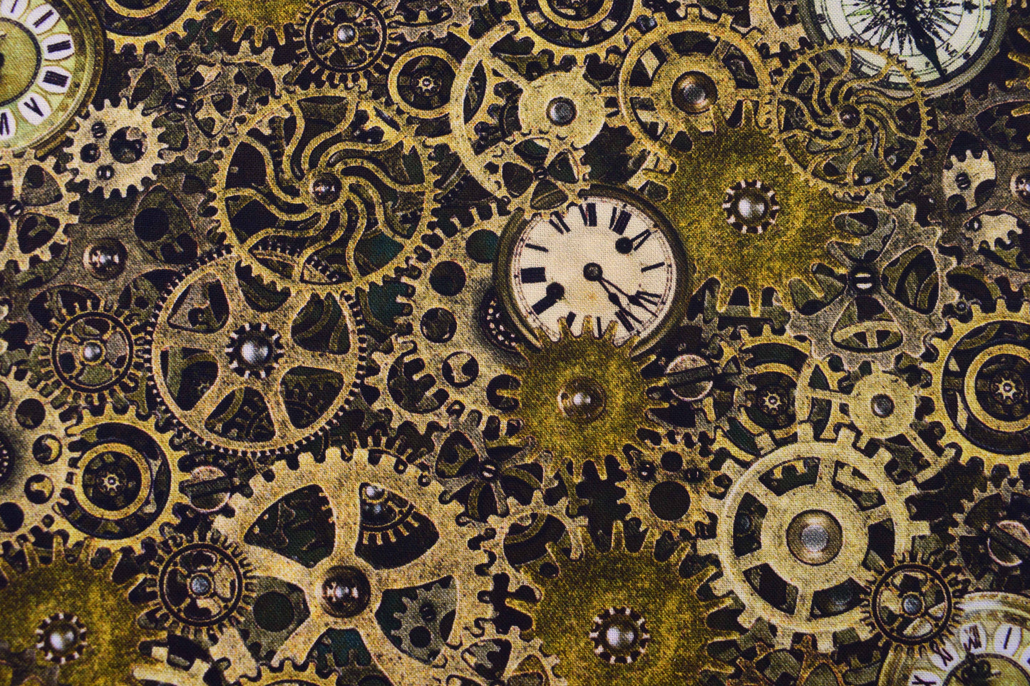 Vintage Clock Faces Fabric, Steampunk Timepiece Quilting Cotton -  Price by the Half Metre - The Quilt Sanctuary
