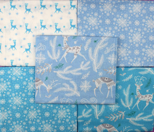 Enchanted Forest fat Quarter Bundle, cotton quilting fabric, Christmas fabric