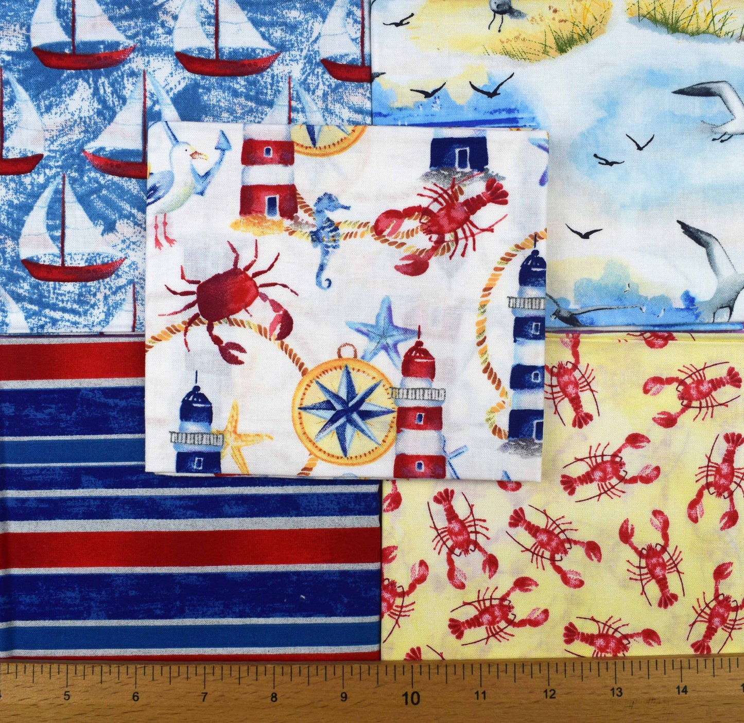 Lighthouse fat Quarter Bundle, seaside fabric, quilting fabric, cotton fabric - The Quilt Sanctuary