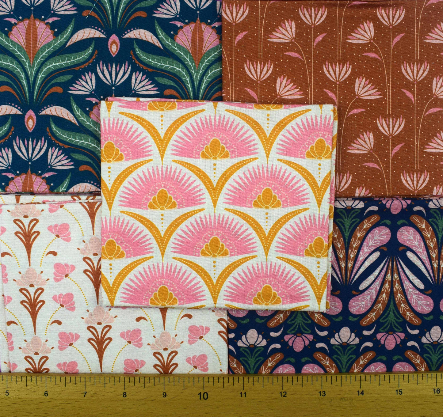 Deco Blooms Fat Quarter Bundle - Art Deco Floral Fabric for Quilting - The Quilt Sanctuary