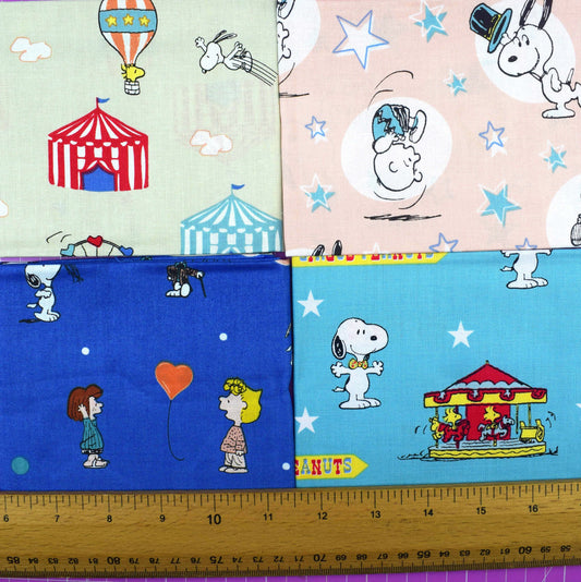 Snoopy Circus, Peanuts Fat quarter Bundle, Cotton quilting fabric - The Quilt Sanctuary