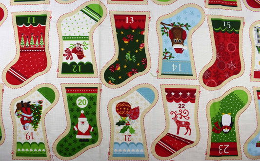 Christmas Stocking fabric advent panel, re-usable advent calendar - The Quilt Sanctuary