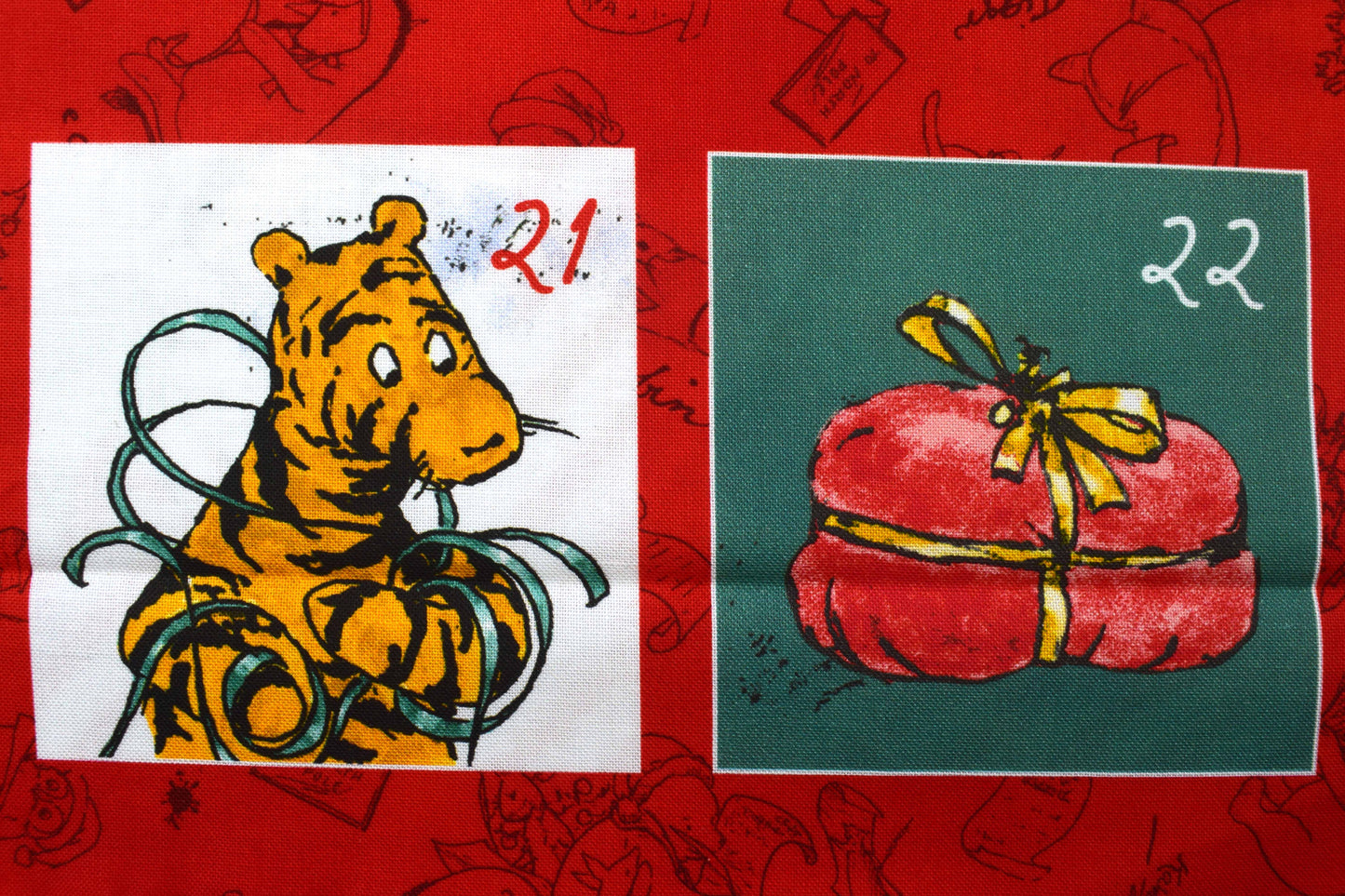 Winnie the Pooh fabric advent calendar panel,  reusable advent calendar