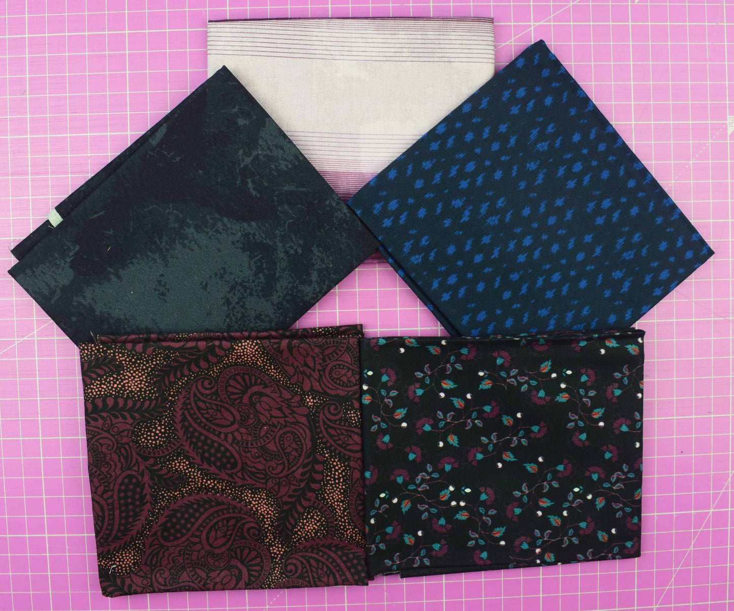 Mixed Floral, Paisley & Geometric Fat Quarter Bundle in Jewel Tones