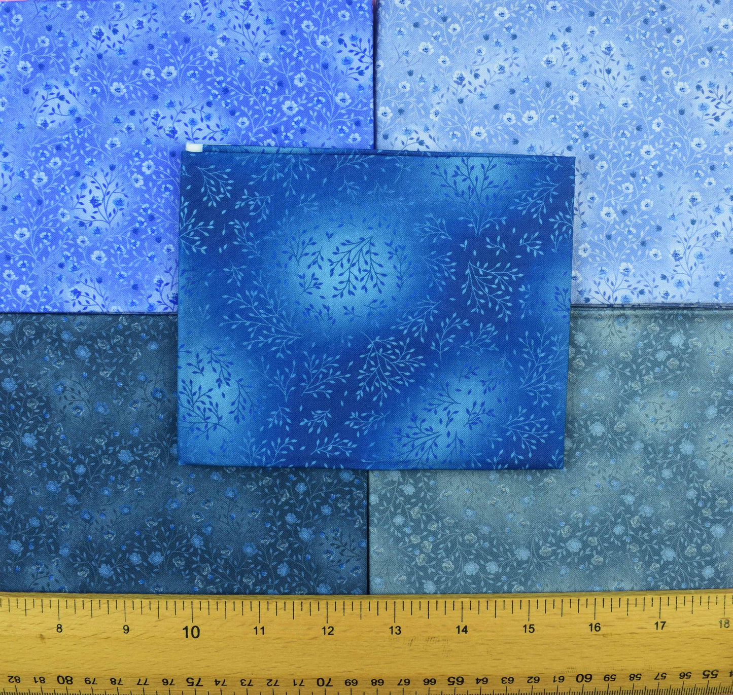 Blue Floral Fat Quarter Bundle – Quilting Cotton Prints in Coordinated Blues