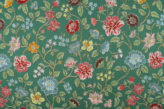 Green Northanger Abbey floral cotton quilting fabric inspired by Jane Austen - Price by Half Metre - The Quilt Sanctuary