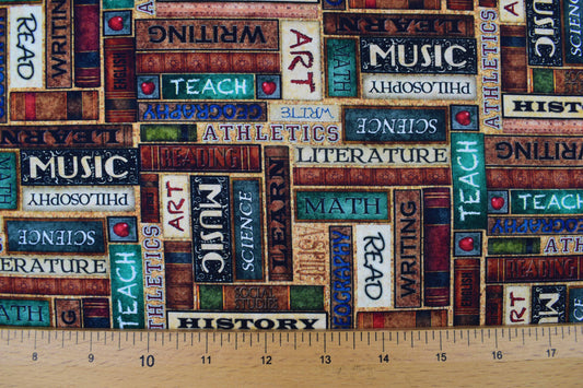 Stack of books Fabric, cotton quilting fabric - Price by the Half Metre