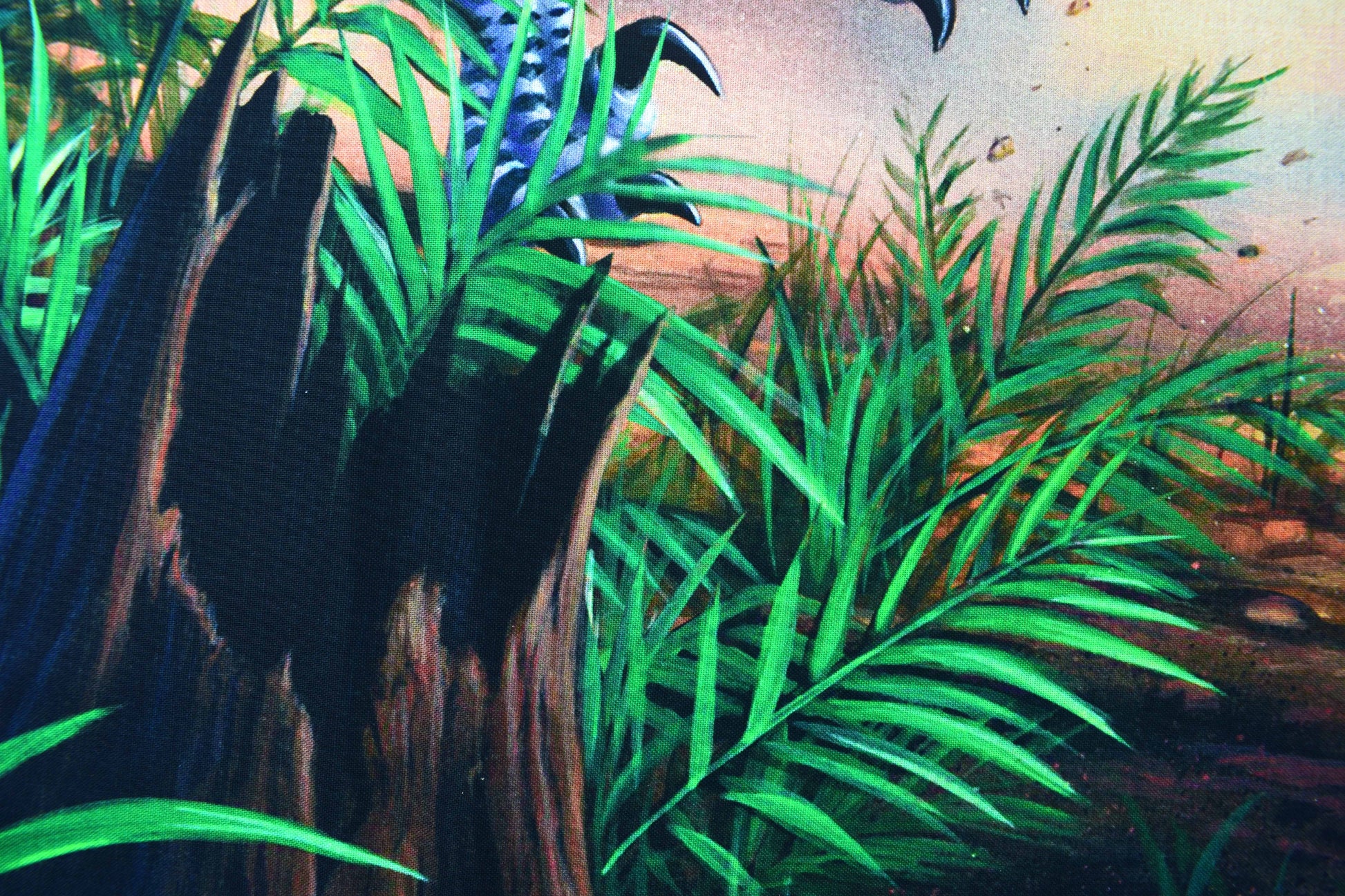 Dinosaur fabric panel, Quilting  panel,  digital panel, battling dinosaurs, T-rex - The Quilt Sanctuary