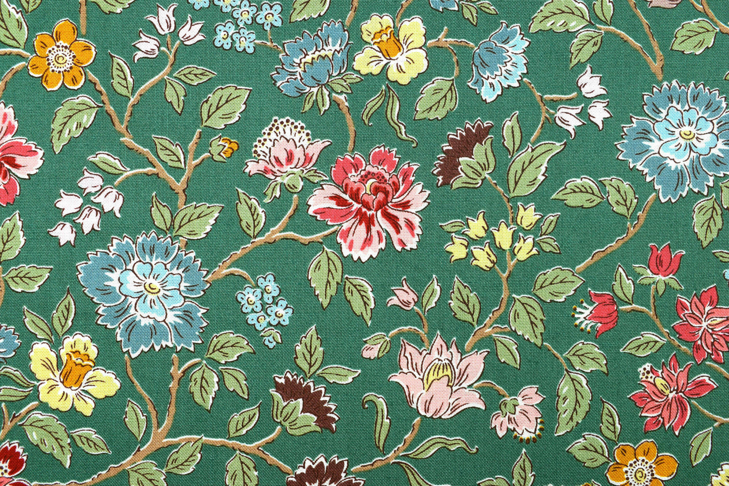 Green Northanger Abbey floral cotton quilting fabric inspired by Jane Austen - Price by Half Metre