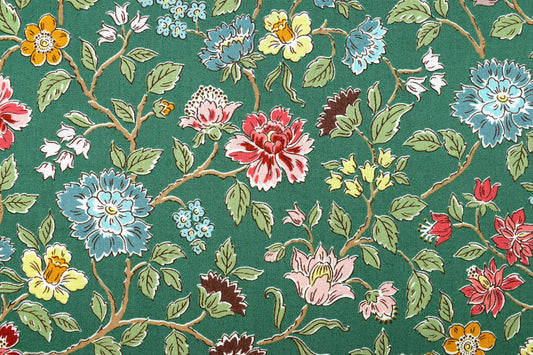 Green Northanger Abbey floral cotton quilting fabric inspired by Jane Austen - Price by Half Metre - The Quilt Sanctuary