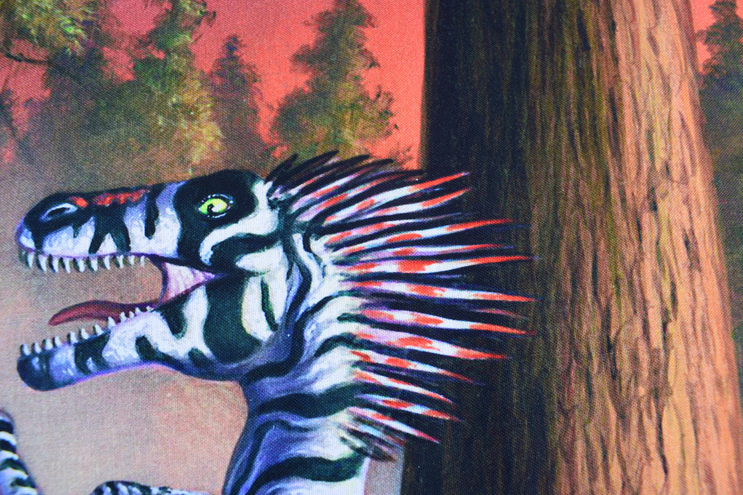 Dinosaur fabric panel, Quilting  panel,  digital panel, battling dinosaurs, T-rex - The Quilt Sanctuary