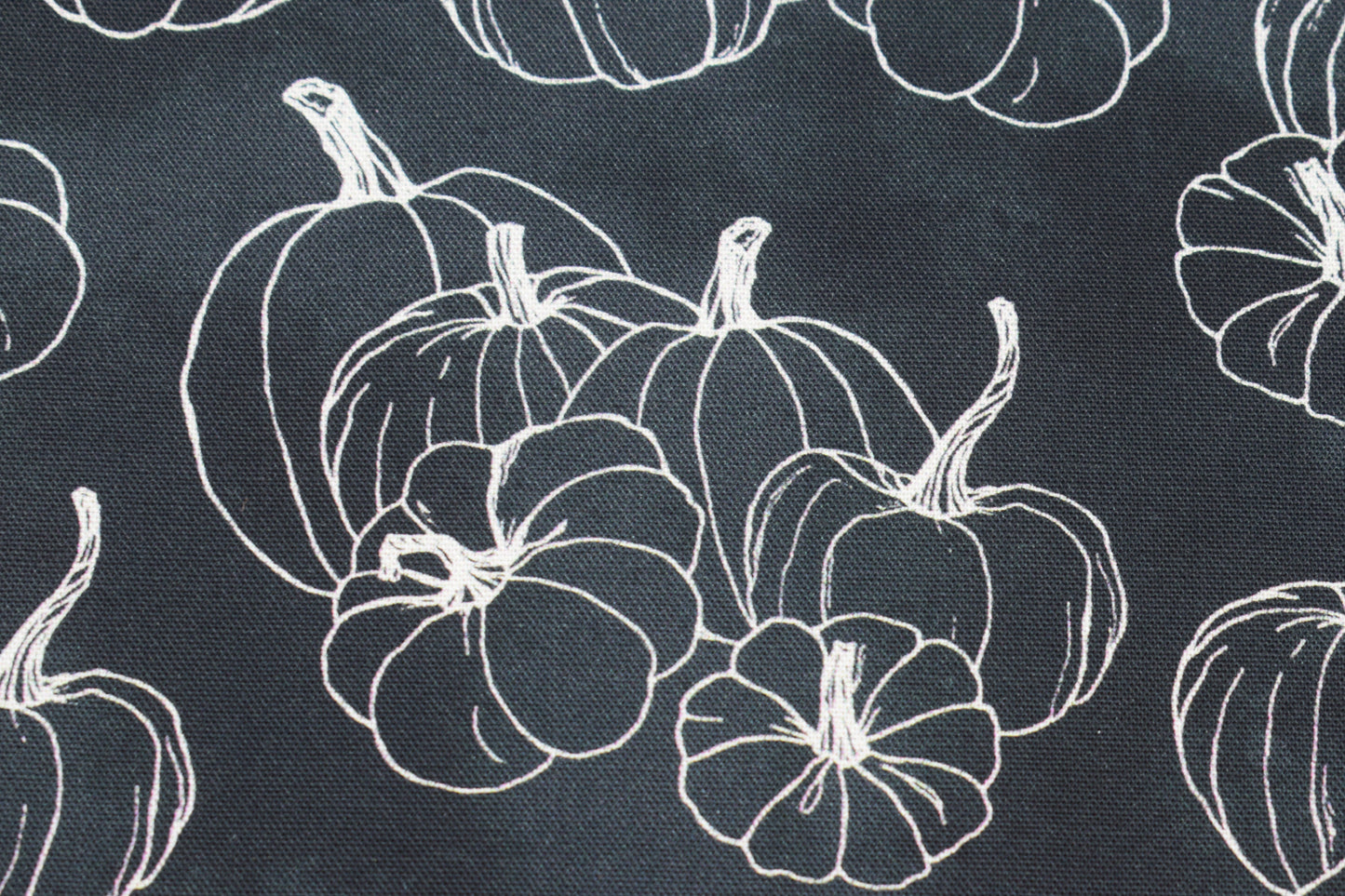 Black Pumpkin Outline Fabric for Autumn Sewing - Price by Half Metre