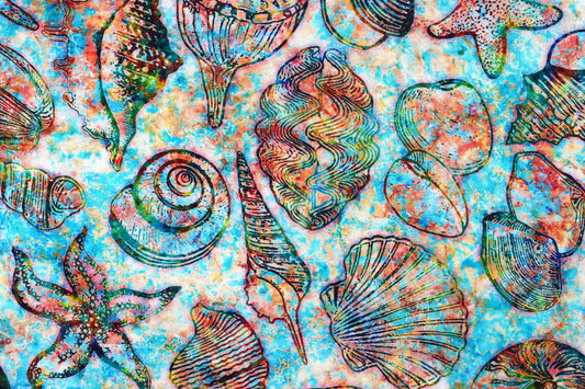 Seashell Fabric, Quilting fabric, cotton fabric, Oceana -  Price by the Half Metre