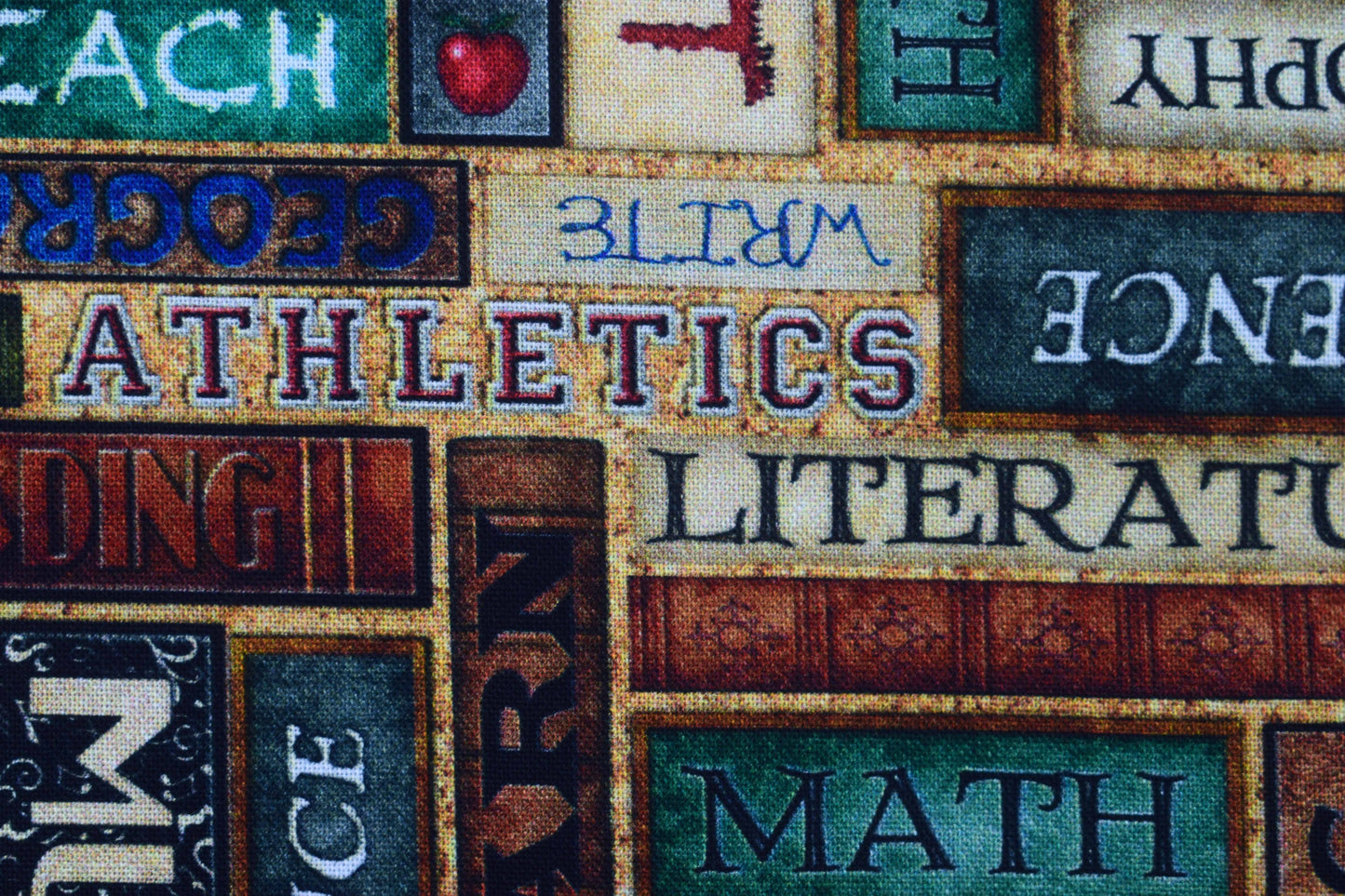 Stack of books Fabric, cotton quilting fabric - Price by the Half Metre