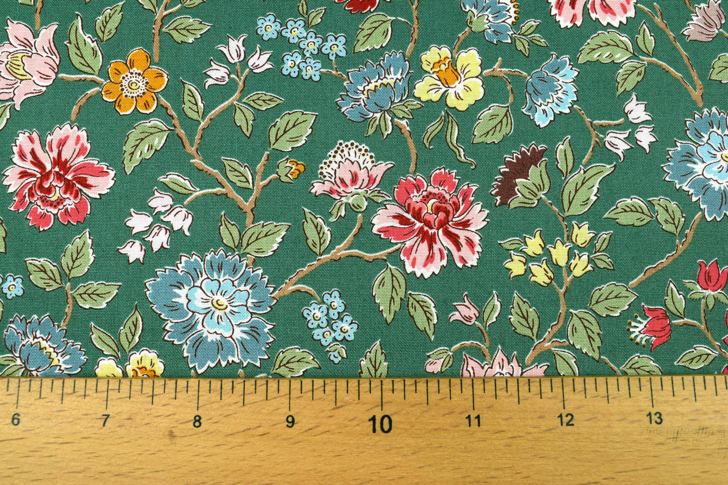 Green Northanger Abbey floral cotton quilting fabric inspired by Jane Austen - Price by Half Metre