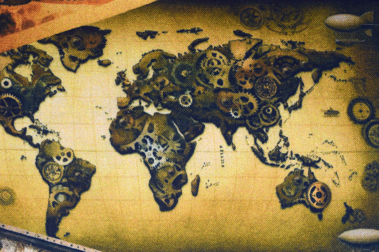 Steampunk World Map Quilting Fabric, -  Price by the Half Metre - The Quilt Sanctuary
