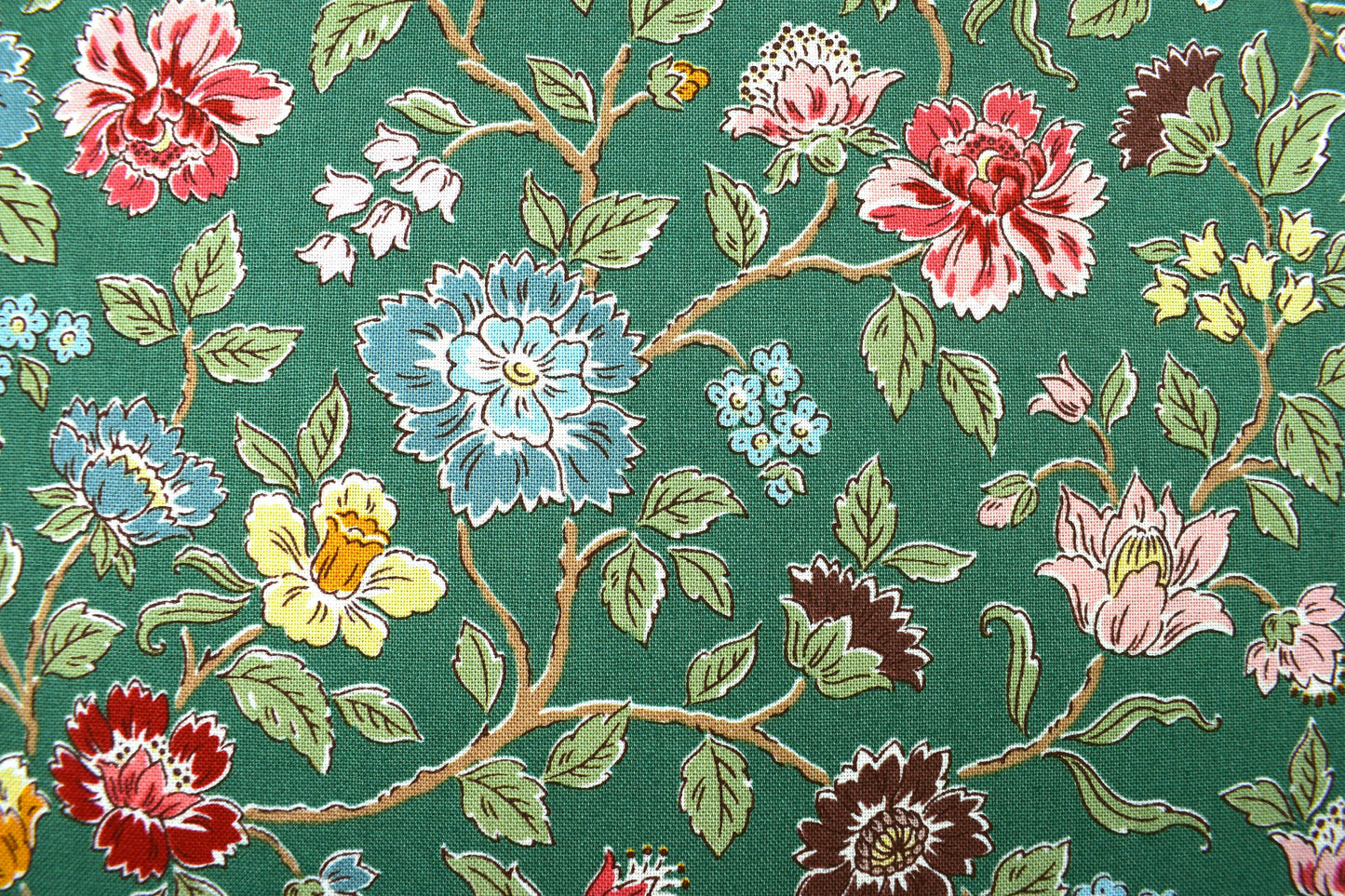 Green Northanger Abbey floral cotton quilting fabric inspired by Jane Austen - Price by Half Metre