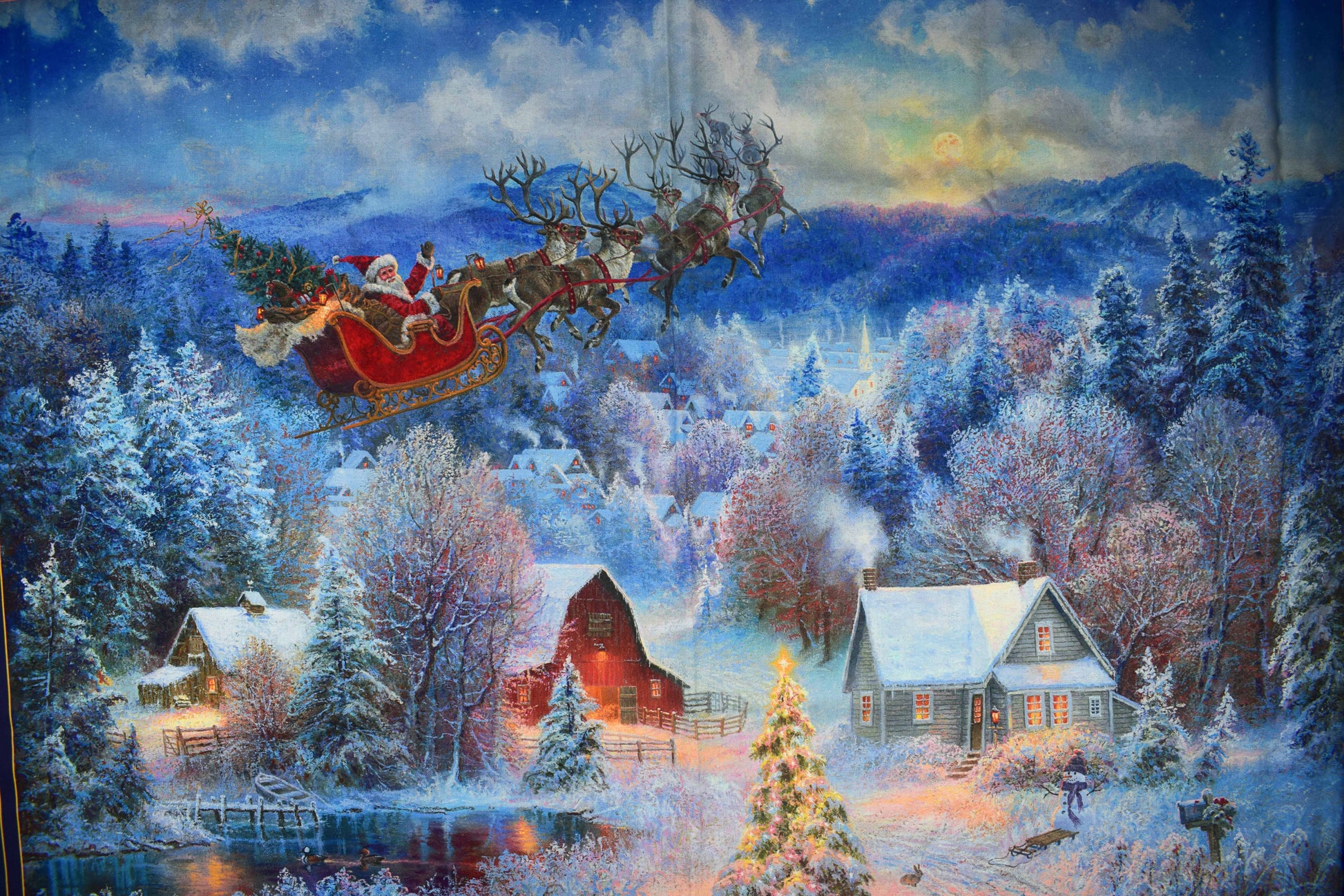 Night before Christmas  fabric panel, cotton Quilting  panel - The Quilt Sanctuary