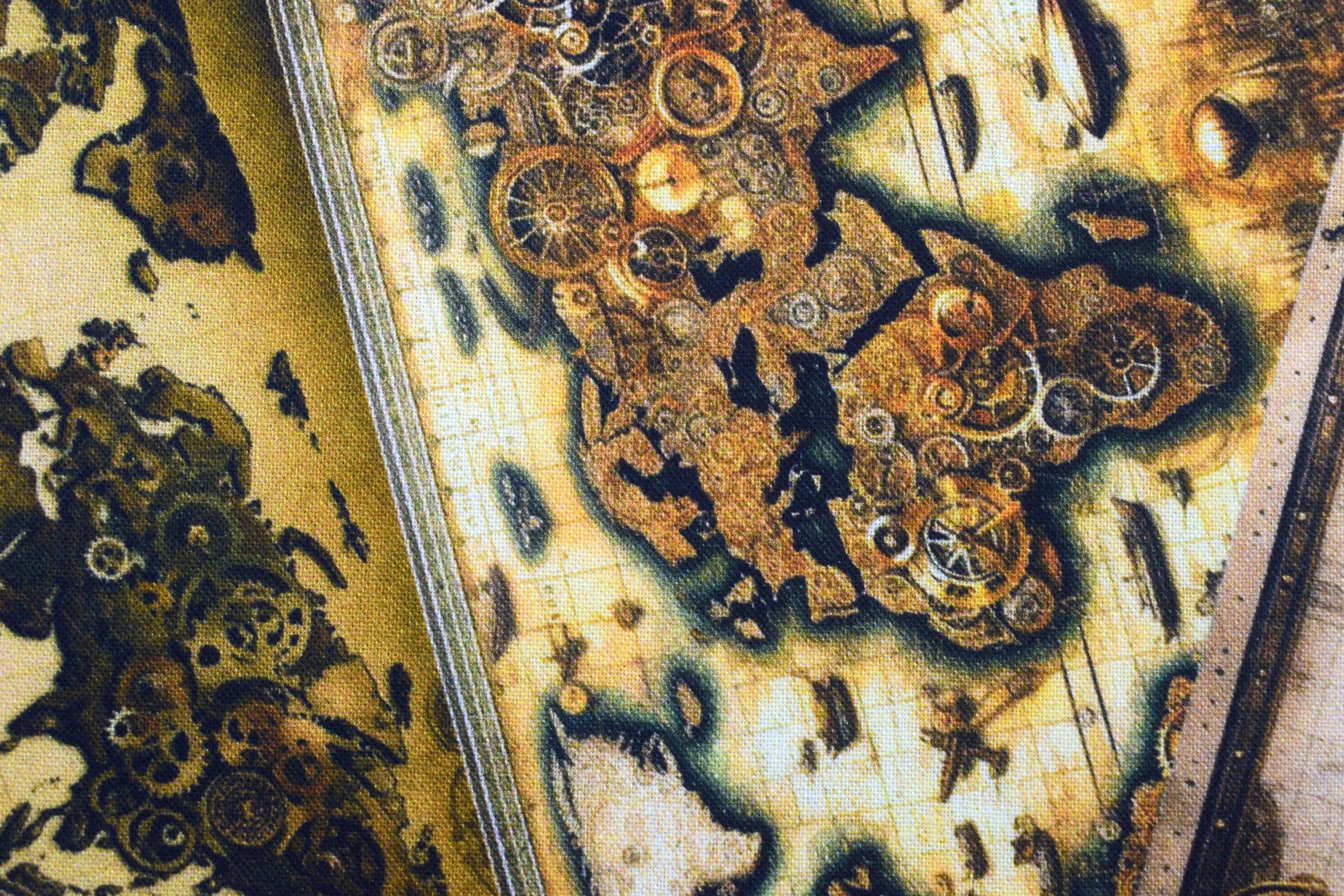 Steampunk World Map Quilting Fabric, -  Price by the Half Metre - The Quilt Sanctuary