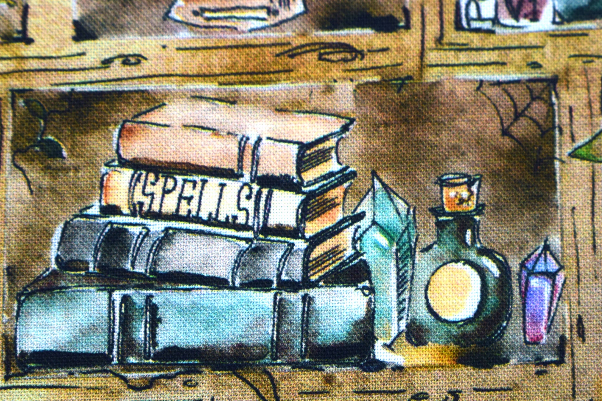 Witch's Apothecary Shelf Halloween Cotton Quilting Fabric - Price per half Metre - The Quilt Sanctuary